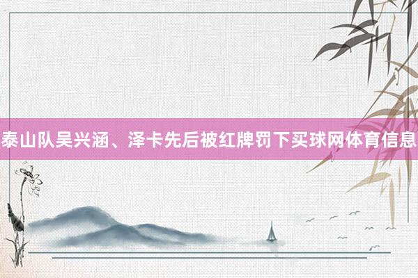 泰山队吴兴涵、泽卡先后被红牌罚下买球网体育信息