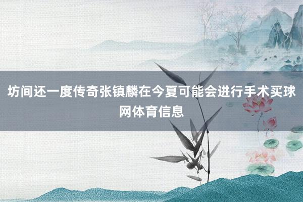 坊间还一度传奇张镇麟在今夏可能会进行手术买球网体育信息