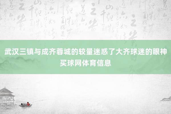 武汉三镇与成齐蓉城的较量迷惑了大齐球迷的眼神买球网体育信息