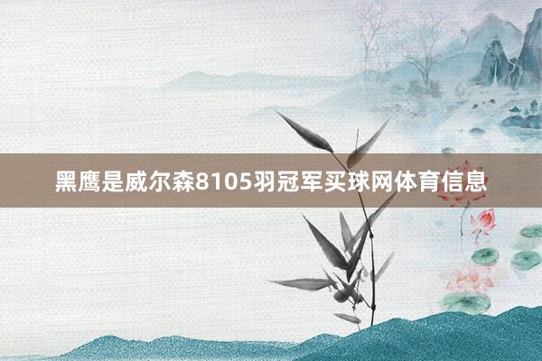 黑鹰是威尔森8105羽冠军买球网体育信息