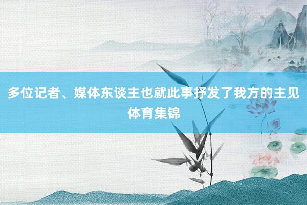 多位记者、媒体东谈主也就此事抒发了我方的主见体育集锦