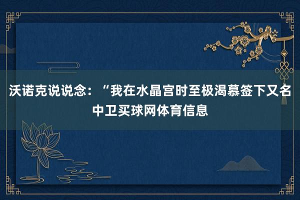 沃诺克说说念：“我在水晶宫时至极渴慕签下又名中卫买球网体育信息