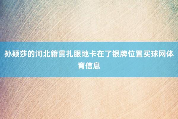 孙颖莎的河北籍贯扎眼地卡在了银牌位置买球网体育信息