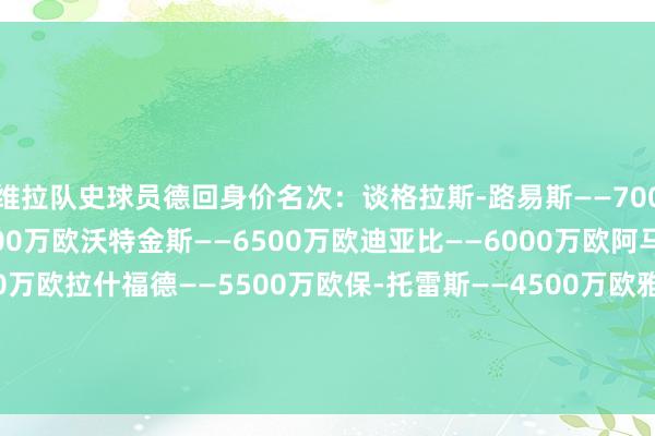 维拉队史球员德回身价名次：谈格拉斯-路易斯——7000万欧格拉利什——6500万欧沃特金斯——6500万欧迪亚比——6000万欧阿马杜-奥纳纳——6000万欧拉什福德——5500万欧保-托雷斯——4500万欧雅各布-拉姆塞——4200万欧利昂-贝利——4200万欧迭戈-卡洛斯——4000万欧    体育赛事直播