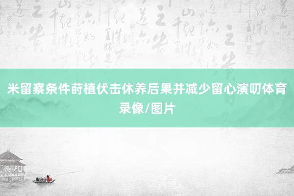米留察条件莳植伏击休养后果并减少留心演叨体育录像/图片