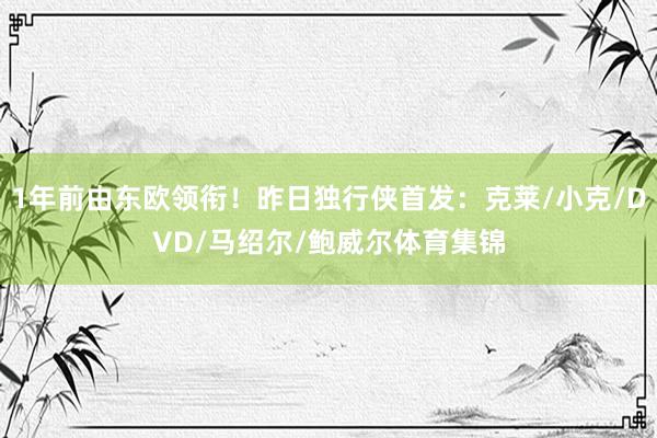 1年前由东欧领衔!昨日独行侠首发:克莱/小克/DVD/马绍尔/鲍威尔体育集锦