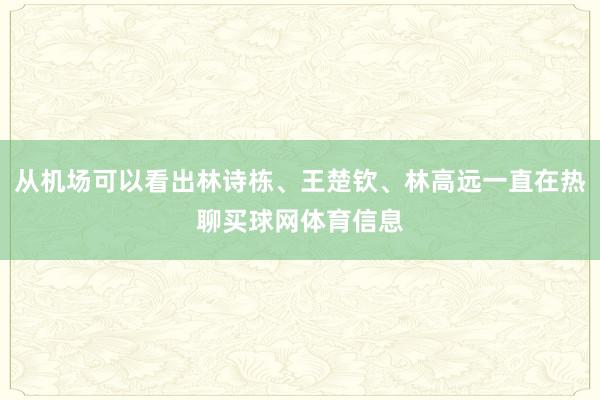从机场可以看出林诗栋、王楚钦、林高远一直在热聊买球网体育信息